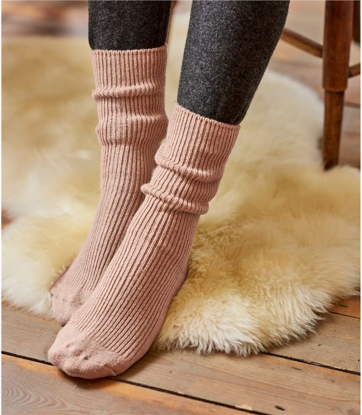 Champagne Pink | Womens Cashmere & Merino Socks | WoolOvers US