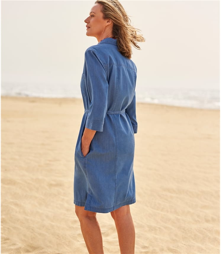 Chambray | Robe chemise - Femme - Pur coton | Woolover FR