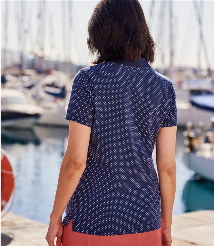 Storm/Pink Spot Womens Jersey Polo Shirt WoolOvers UK