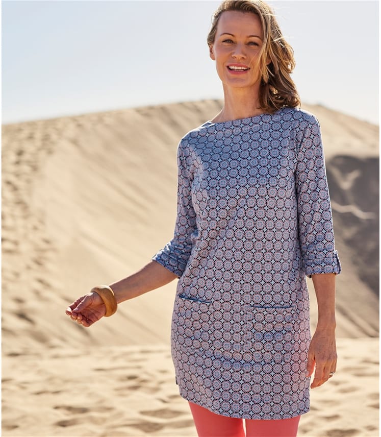 boat neck tunic dress