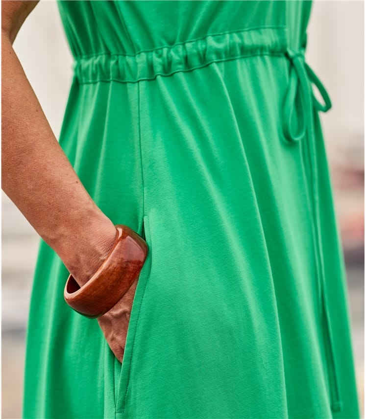 Green Grown On Sleeve Jersey Dress WoolOvers US