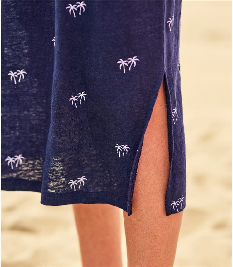 Womens Tie Waist Linen Dress