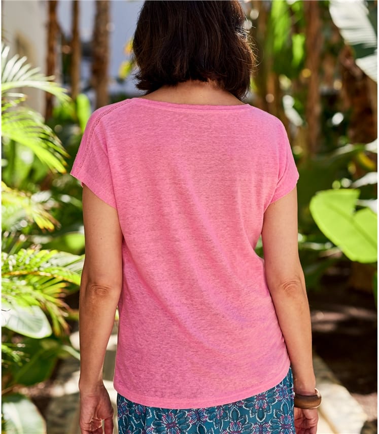 Hot Pink Womens Linen Jersey Insert TShirt WoolOvers AU