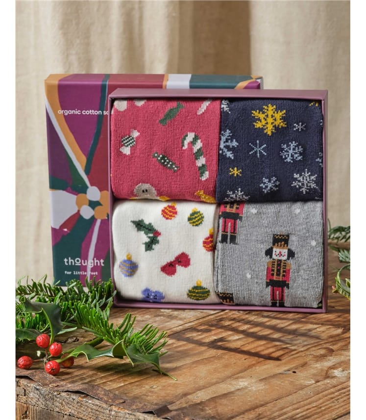 Noel Kids Organic Cotton Christmas Sock Box