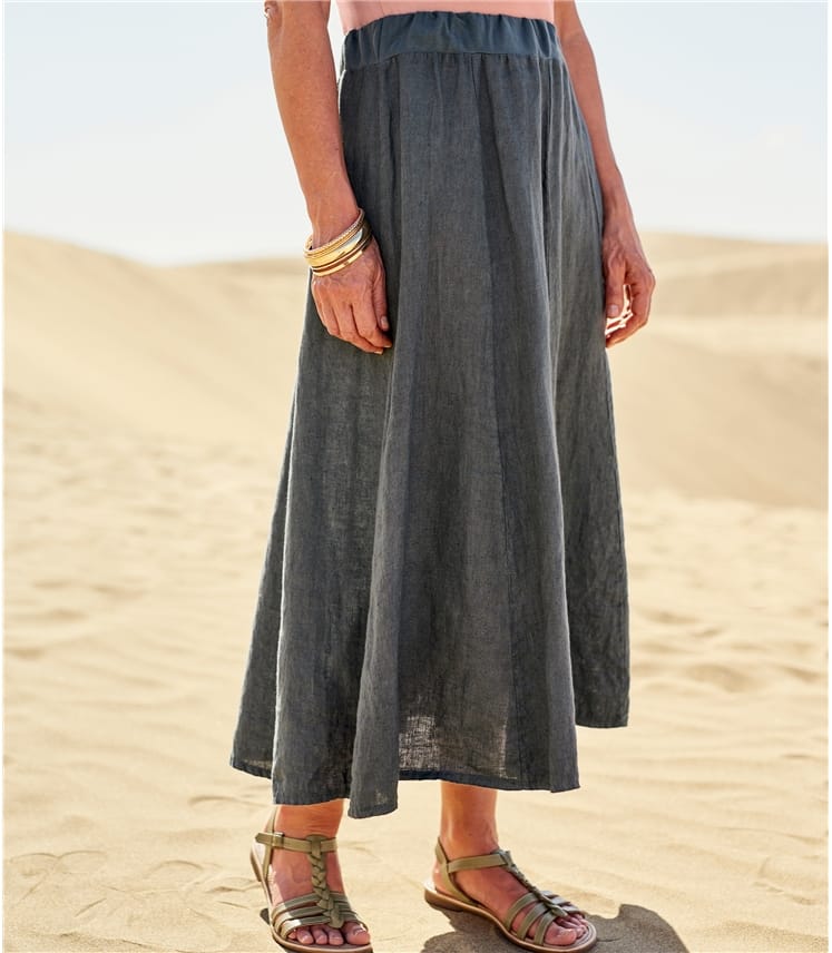 Dark Grey | Womens Linen Skirt | WoolOvers UK