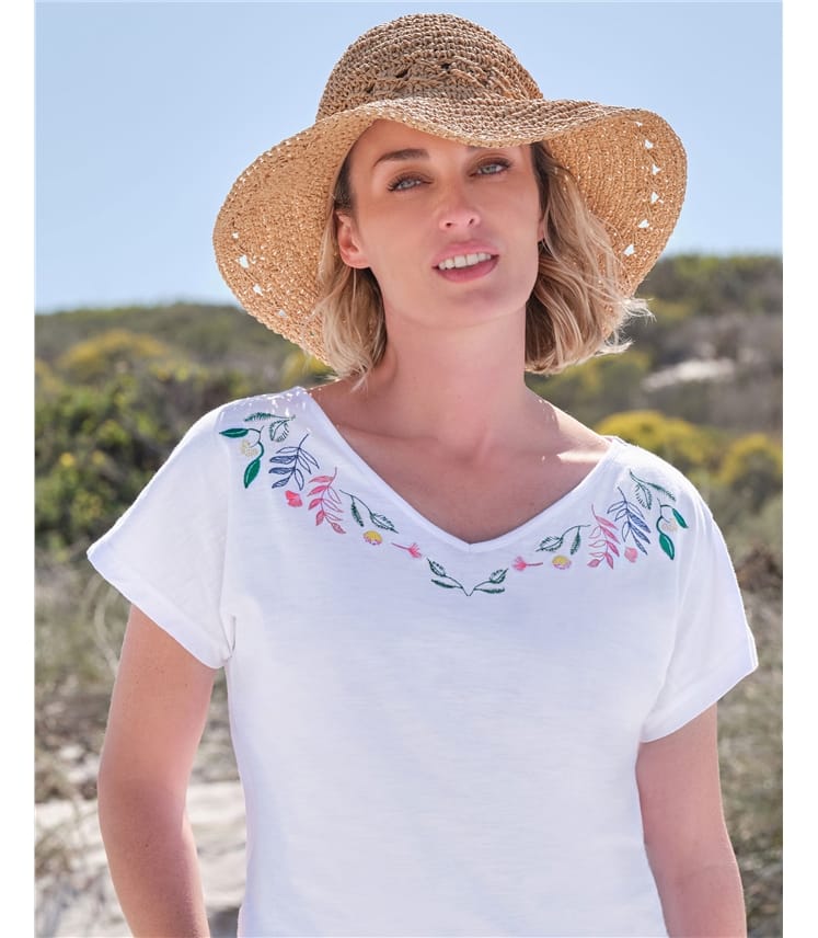 Embroidered Short Sleeve Top