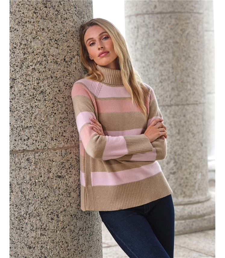 Wool Cashmere Wide Stripe Sweater