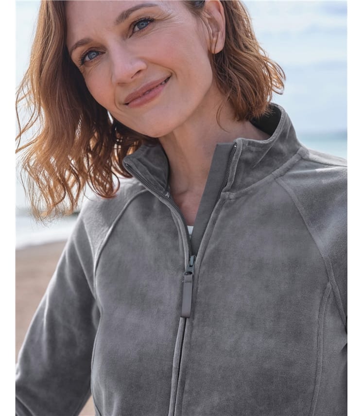Placid Velour Zip Through Jumper