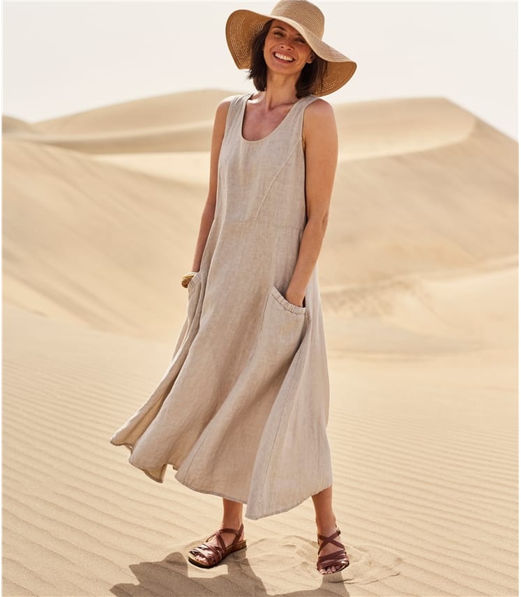 Stone | Womens Pocket Pinafore Dress | WoolOvers UK