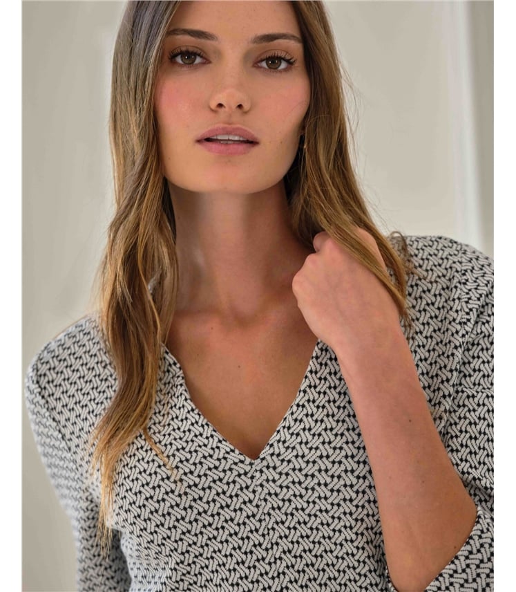 Jacquard Deep V Top