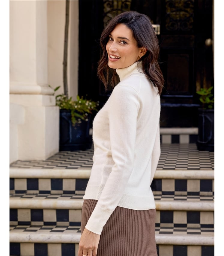 Womens Cashmere Polo Neck Sweater