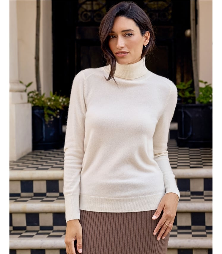 Womens Cashmere Polo Neck Sweater