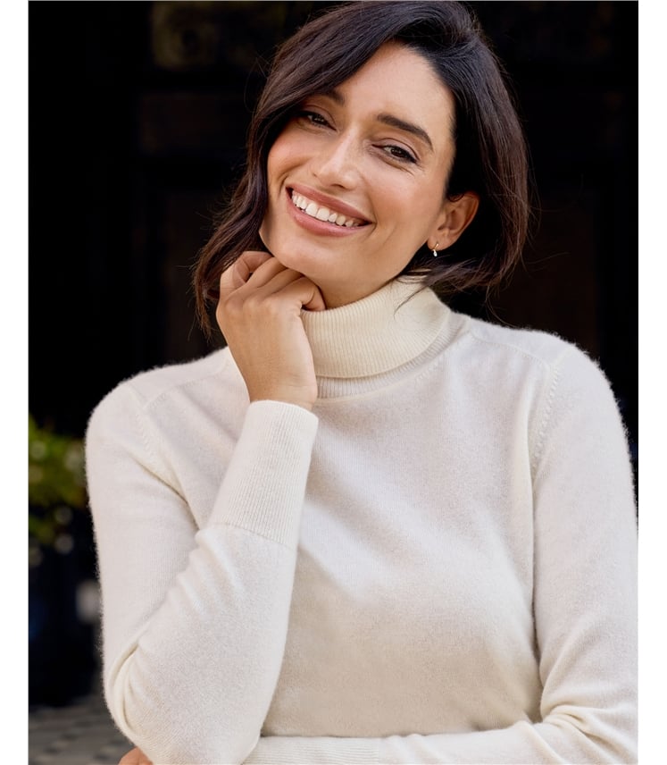 Womens Cashmere Polo Neck Sweater