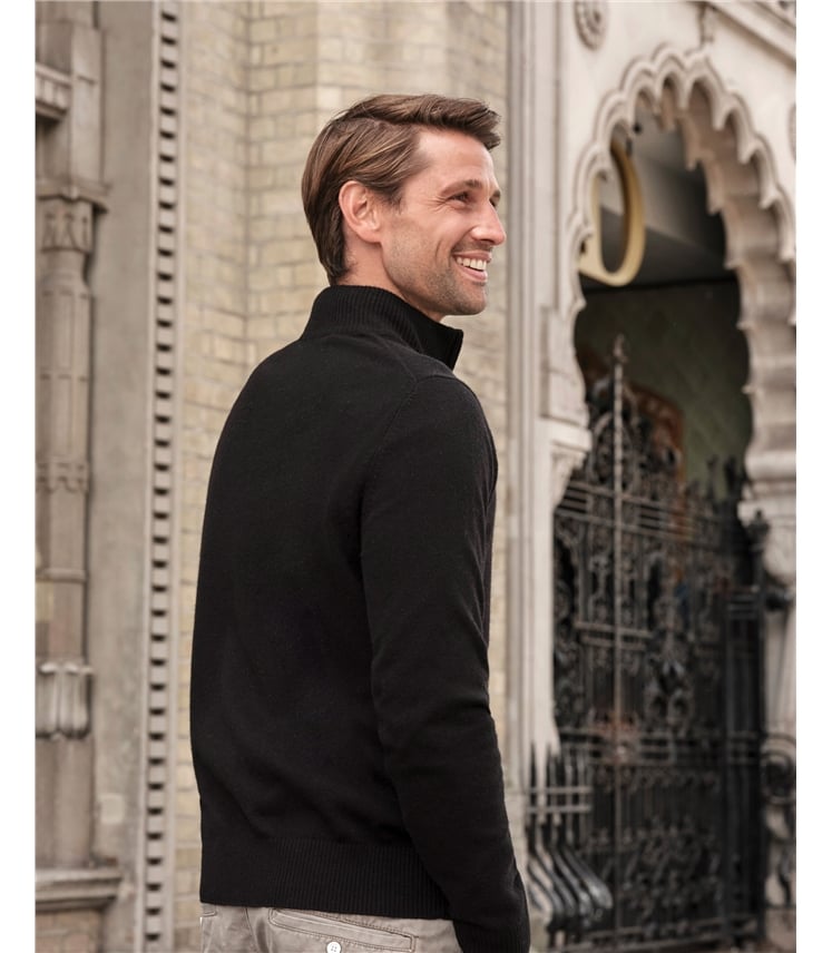 Mens Cashmere Zip Neck Sweater