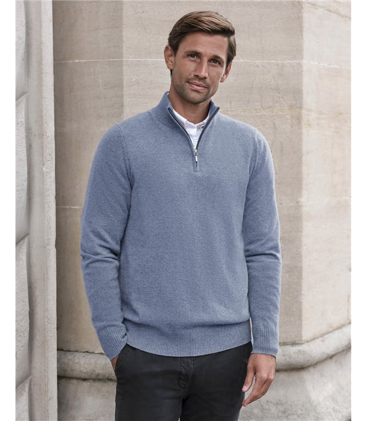 Mens Cashmere Zip Neck Sweater
