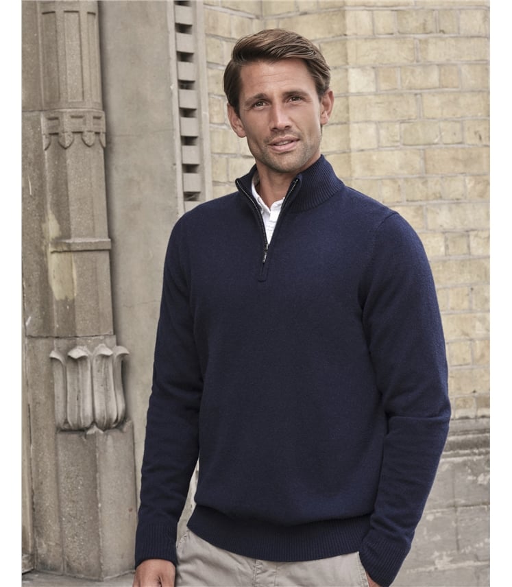 Mens Cashmere Zip Neck Sweater