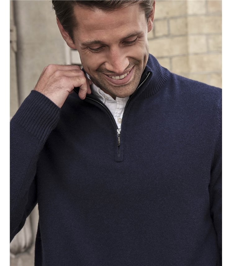Mens Cashmere Zip Neck Sweater