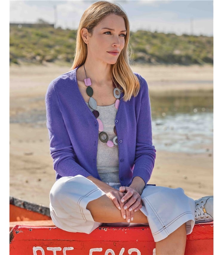 Cashmere Merino Classic V Neck Cardigan