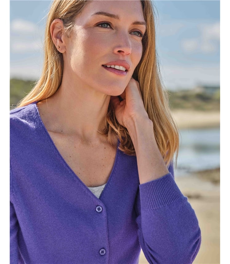 Cashmere Merino Classic V Neck Cardigan