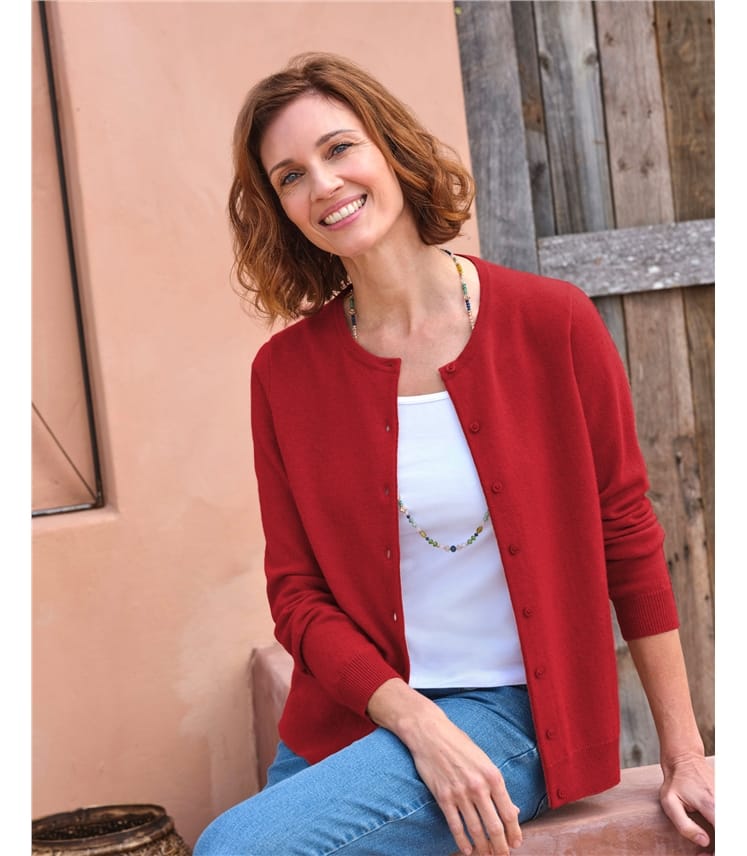 Cashmere Merino Crew Neck Cardigan