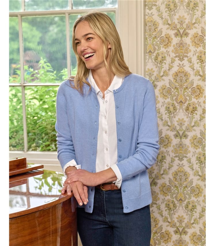 Cashmere Merino Crew Neck Cardigan
