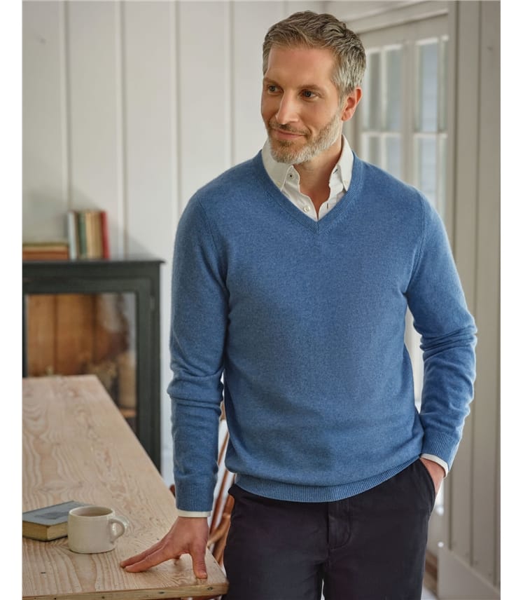 Pull à col V - Homme - Pur Cachemire