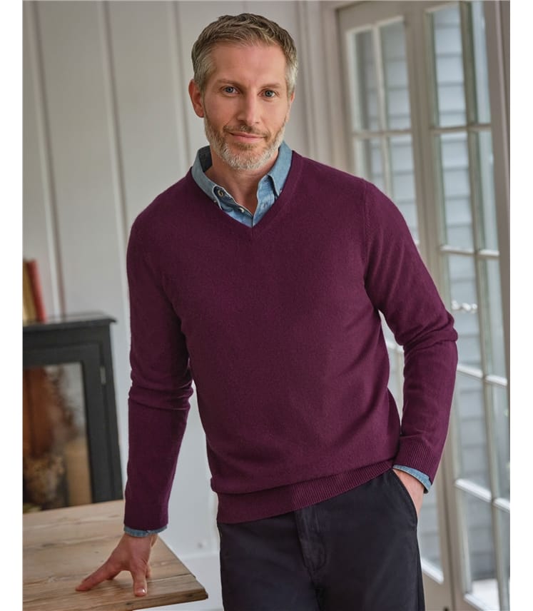 Pull à col V - Homme - Pur Cachemire