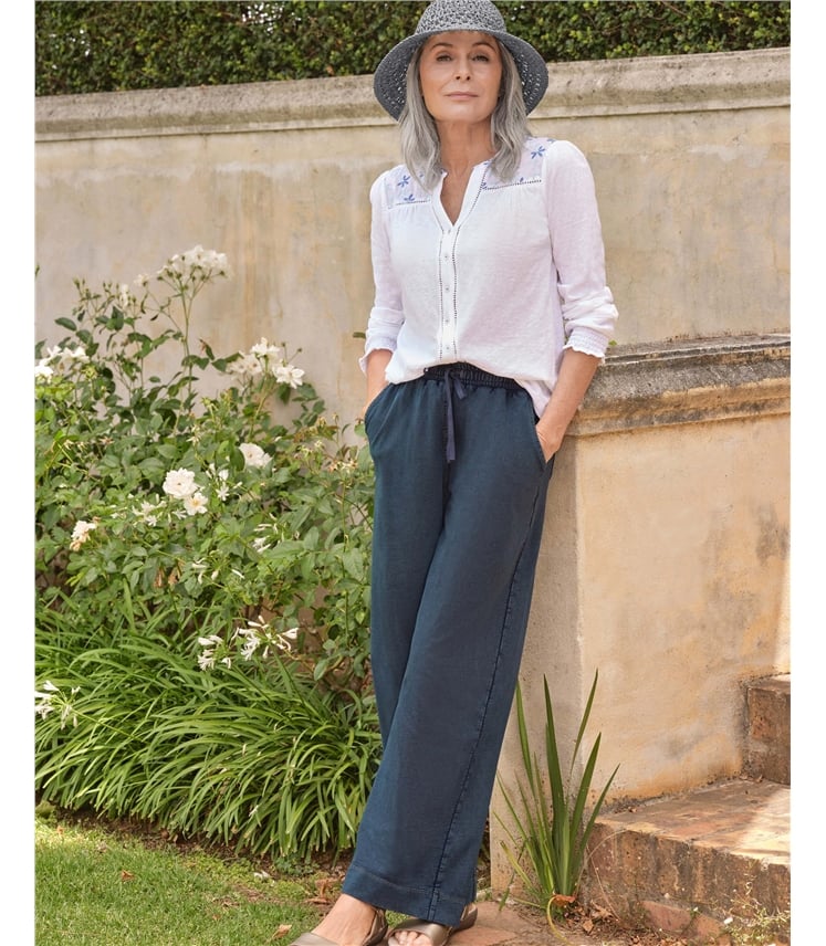 Daisy Embroidered Notch Neck Top