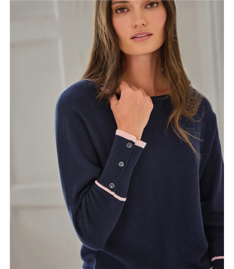 Tipped Dolman Button Sweater