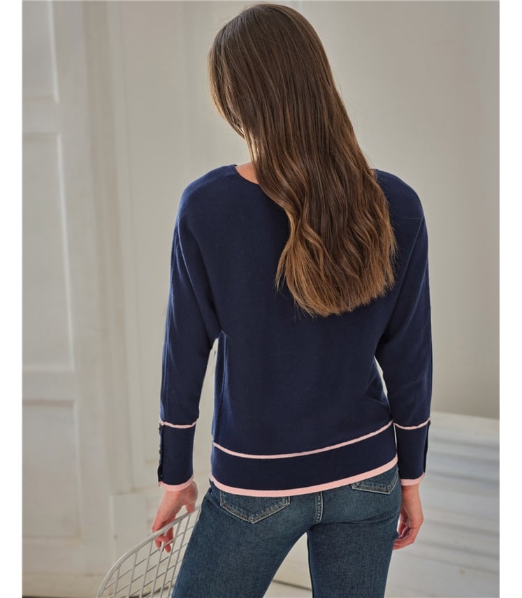 Tipped Dolman Button Sweater