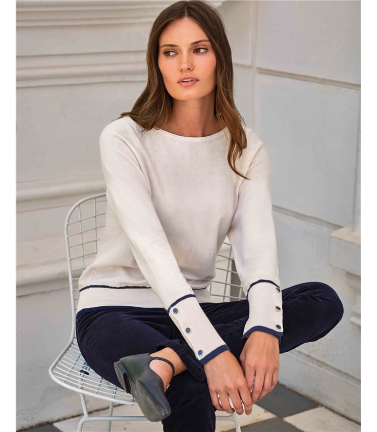 Tipped Dolman Button Sweater