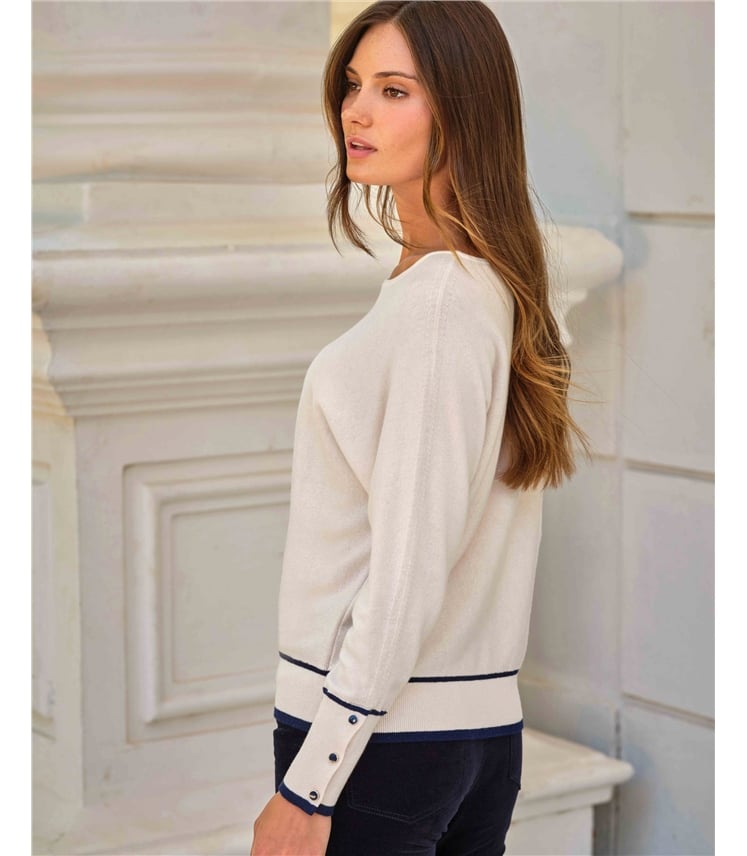 Tipped Dolman Button Sweater