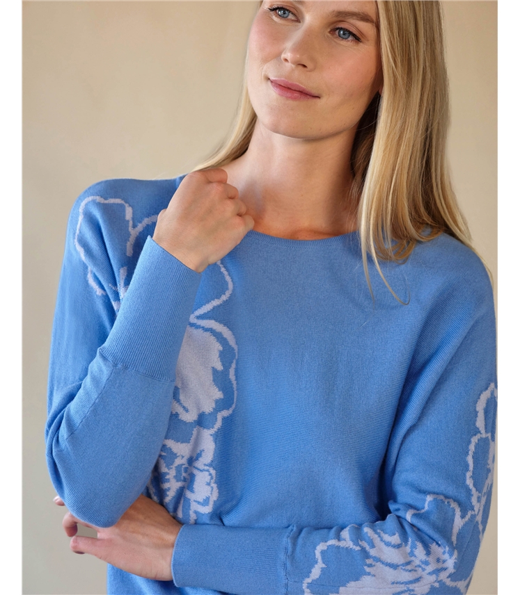 Floral Dolman Jaquard Sweater