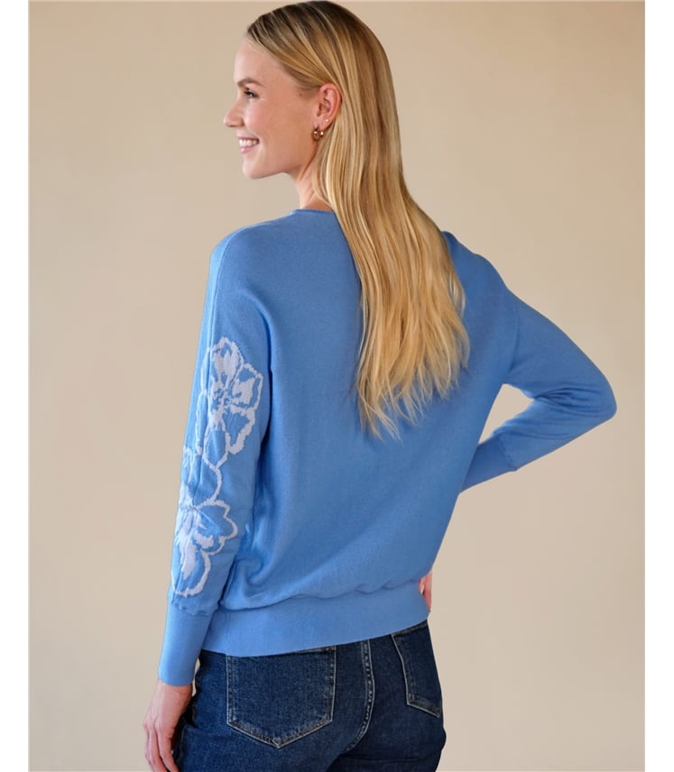 Floral Dolman Jaquard Sweater