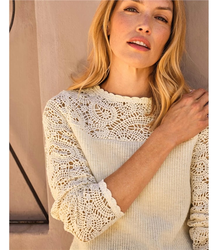Boat Neck Crochet Jumper