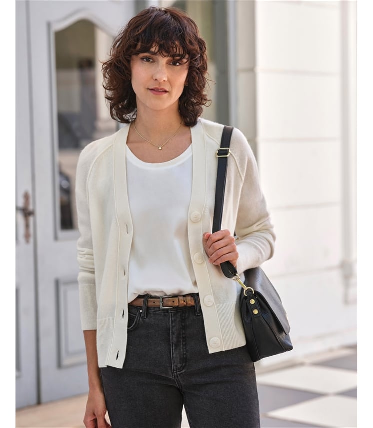 Relaxed Cashmere V Neck Cardigan