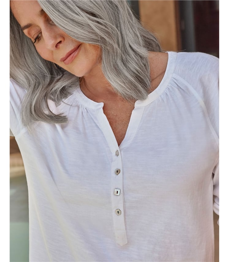 Notch Neck Long Sleeve Jersey Top