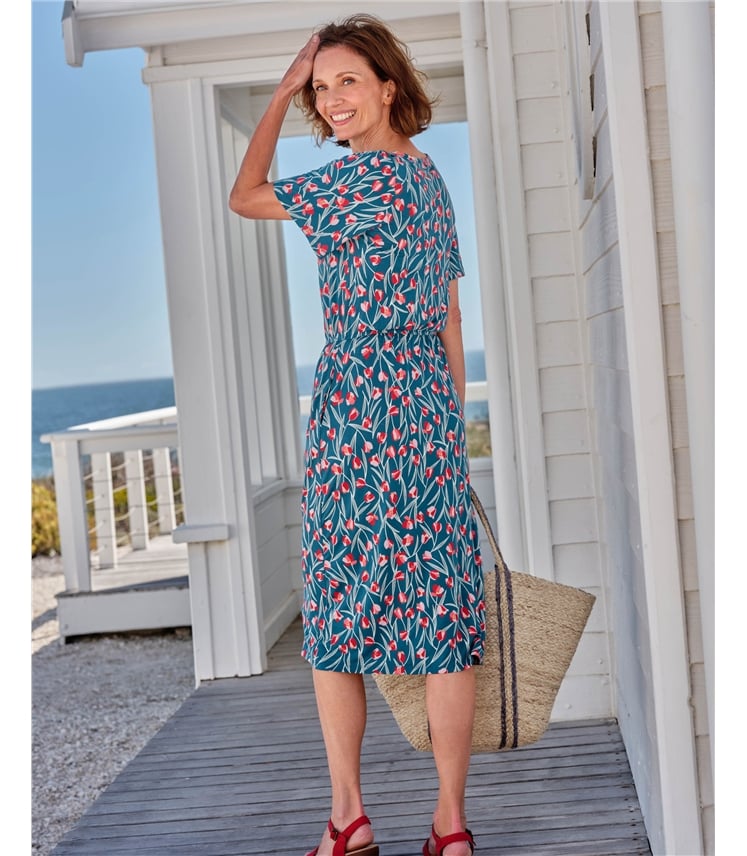 Angel Sleeve Fit And Flare Midi Dress