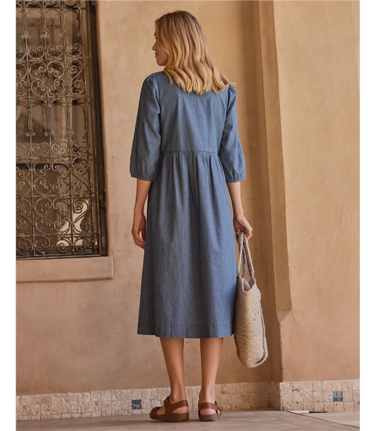 Elasticated Cuff Denim Dress