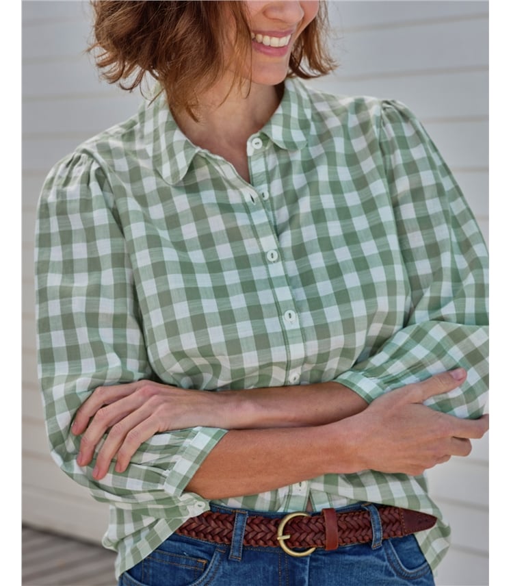 Gingham Petal Collar Blouse