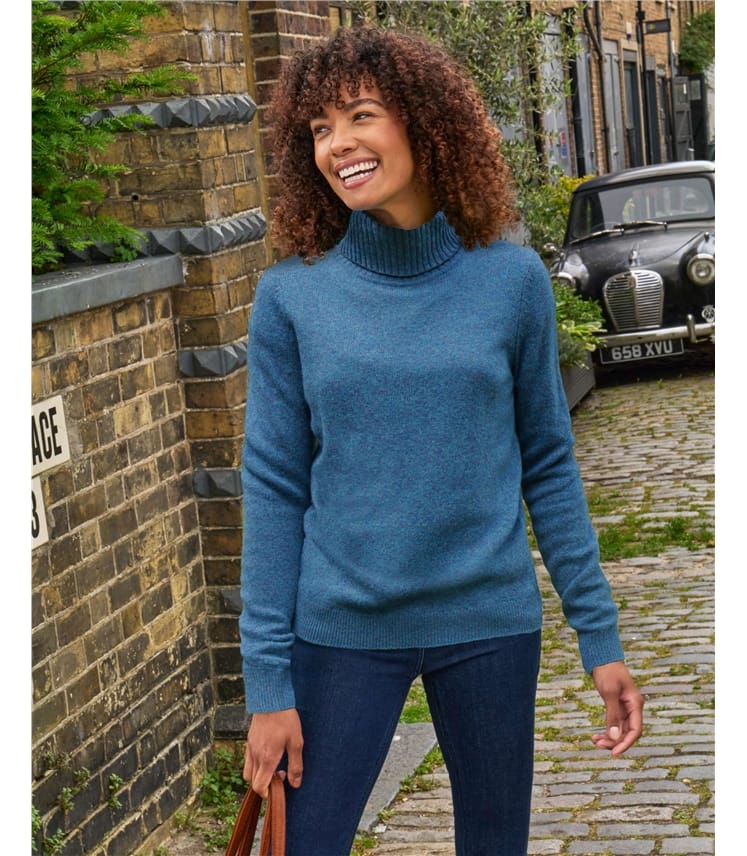 Rollkragenpullover aus Lammwolle für Damen