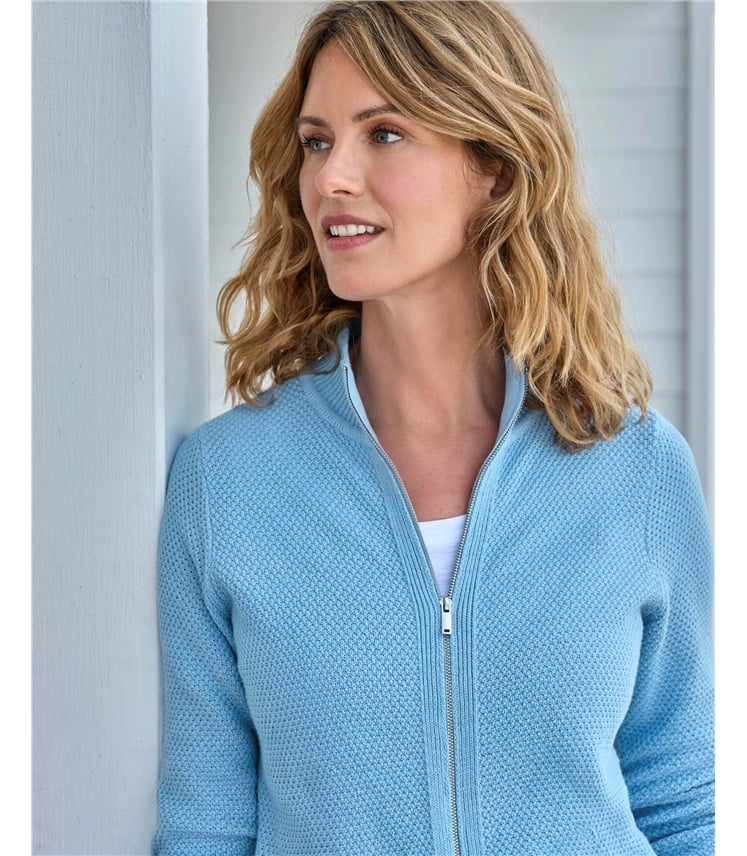 Reißverschlussjacke im Perlmusterstrick