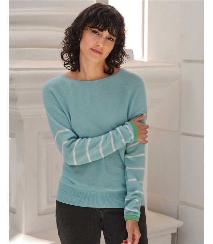 Gassato Cashmere Stripe Sleeve Sweater