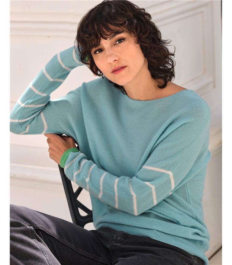 Gassato Cashmere Stripe Sleeve Sweater