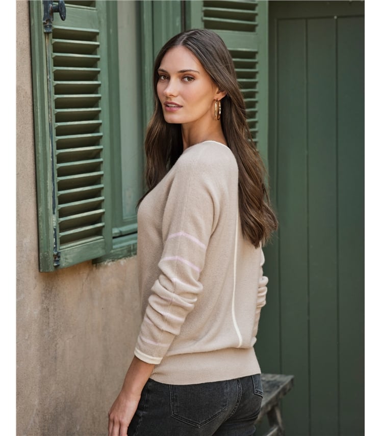 Gassato Cashmere Stripe Sleeve Sweater