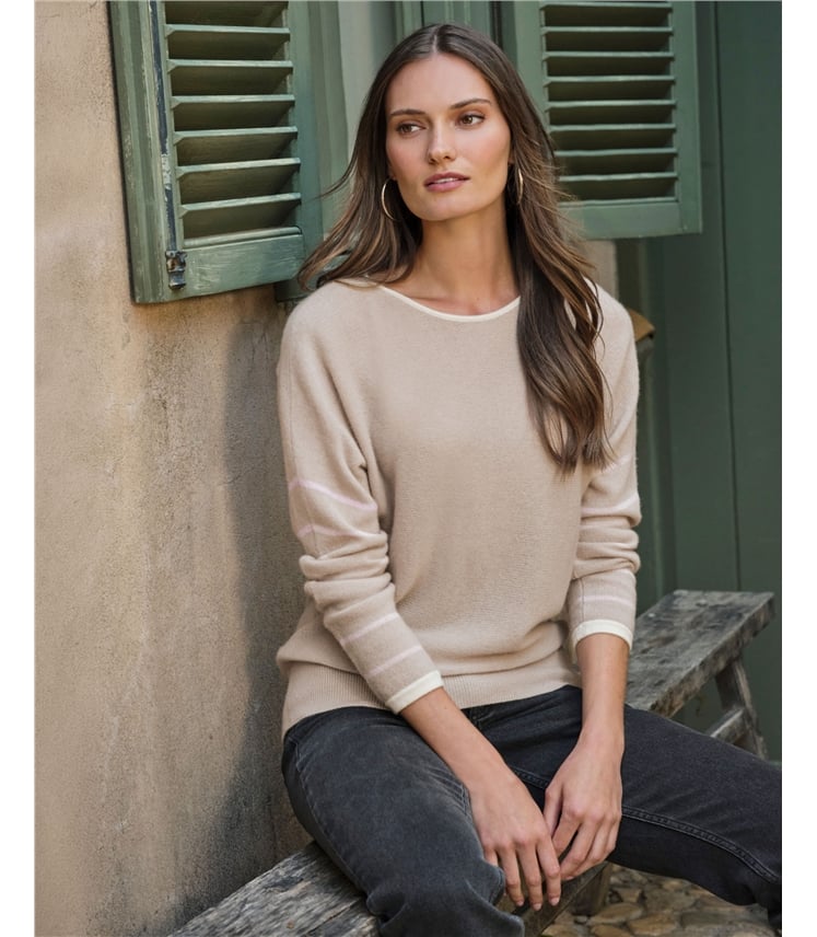 Gassato Cashmere Stripe Sleeve Sweater