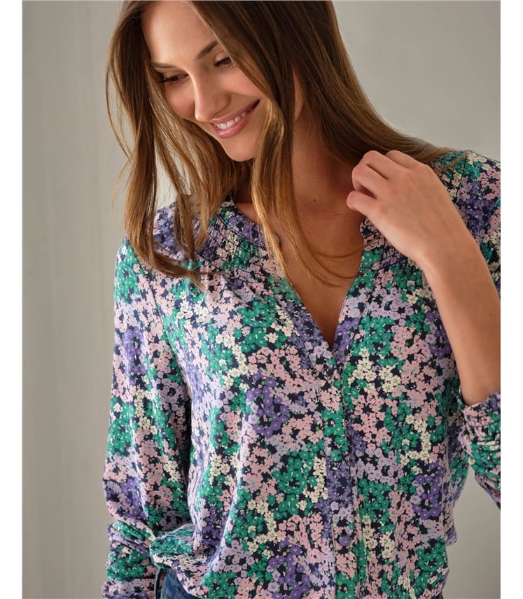 Shirred Jersey Blouse