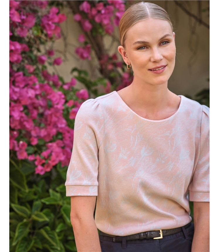 Half Sleeve Jersey Jacquard Top