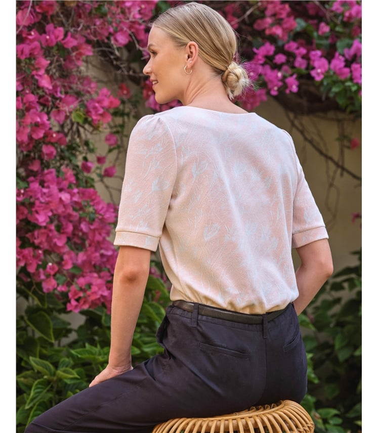 Half Sleeve Jersey Jacquard Top