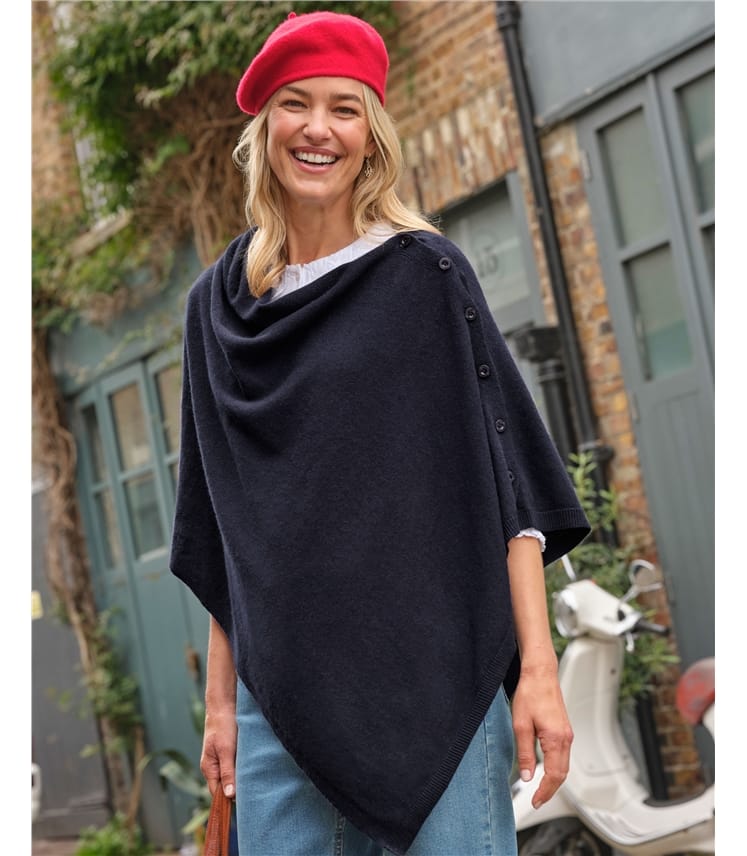 Poncho mit Knöpfen aus Kaschmir & Merinowolle